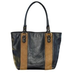 Claudia Firenze Hair On Hide Leather Satchel Brwn Cowhide Handbag Italy Pony Fur